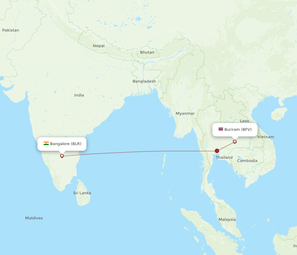 BFV to BLR flights and routes map