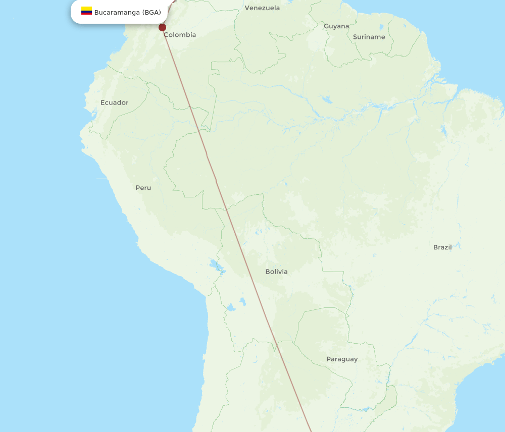 Buenos Aires - Bucaramanga route map and flight paths