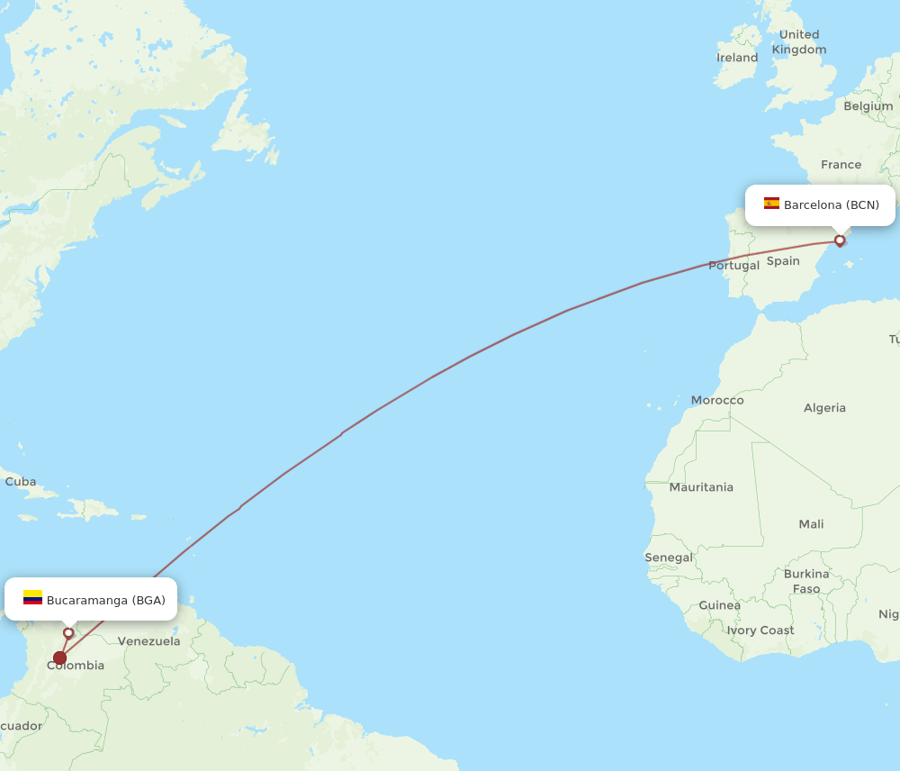 BGA-BCN flight routes