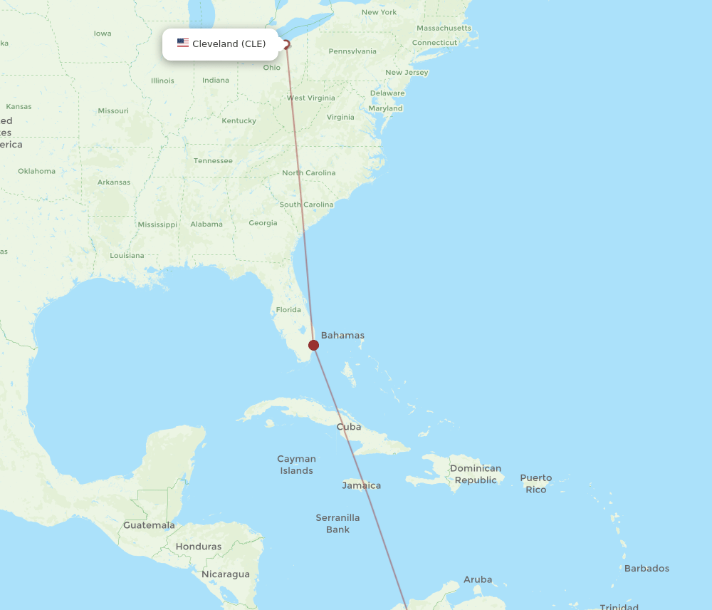 BGA to CLE flights and routes map