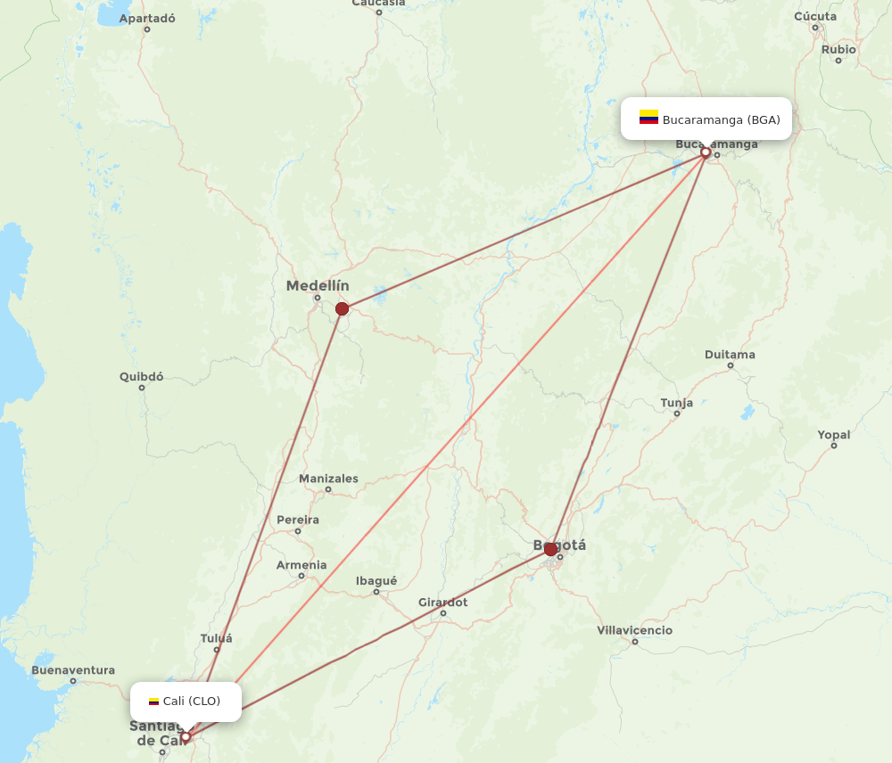 BGA-CLO flight routes
