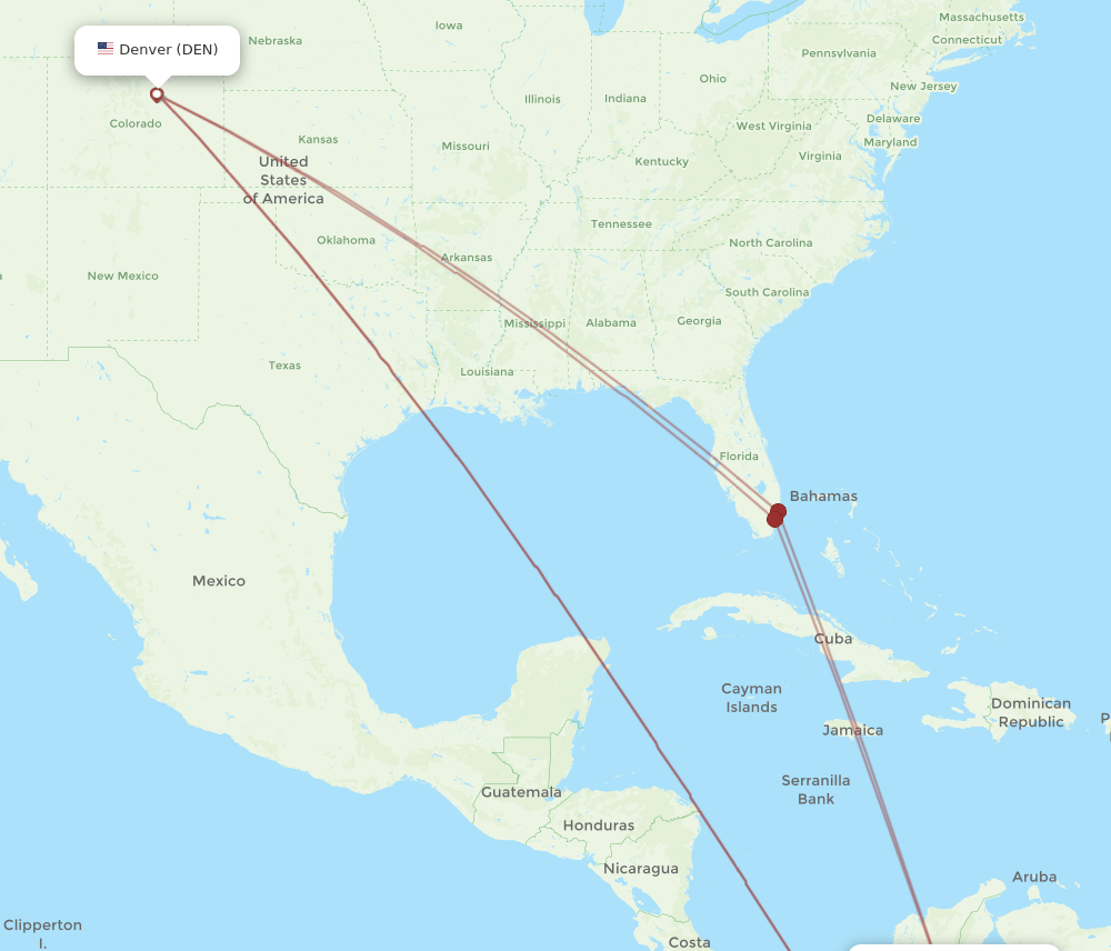 BGA-DEN flight routes