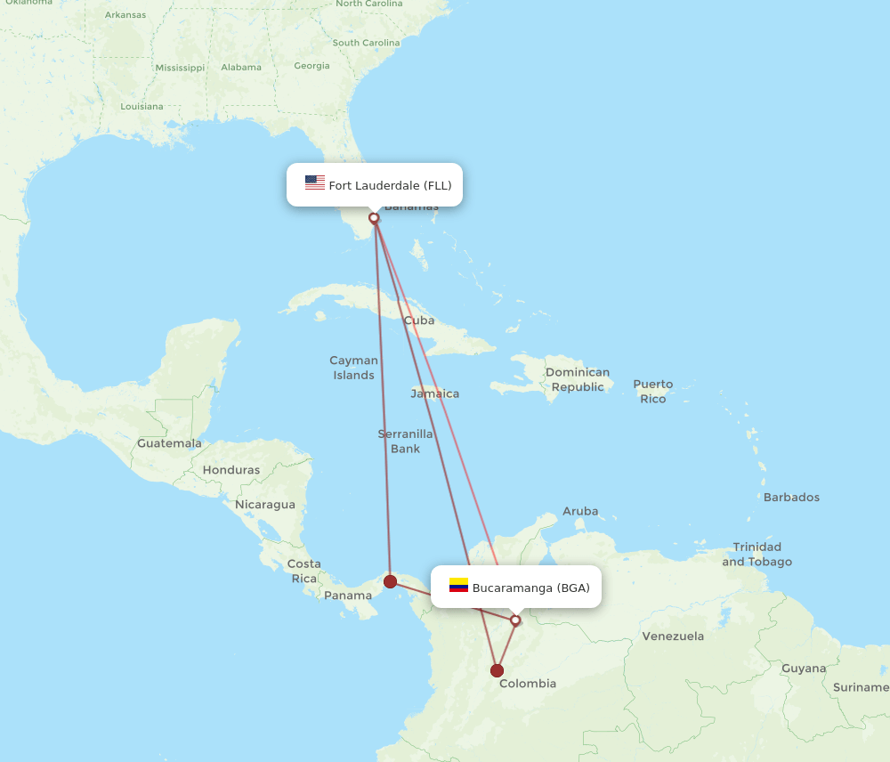 BGA to FLL flights and routes map