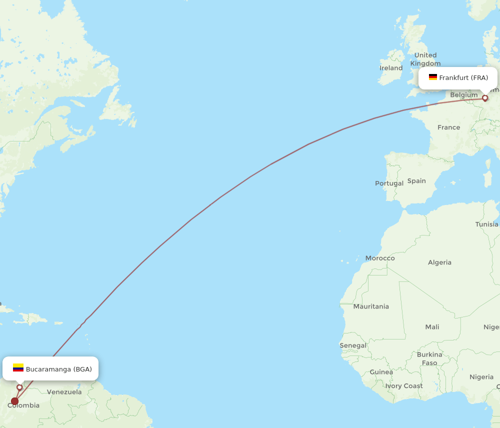 BGA-FRA flight routes