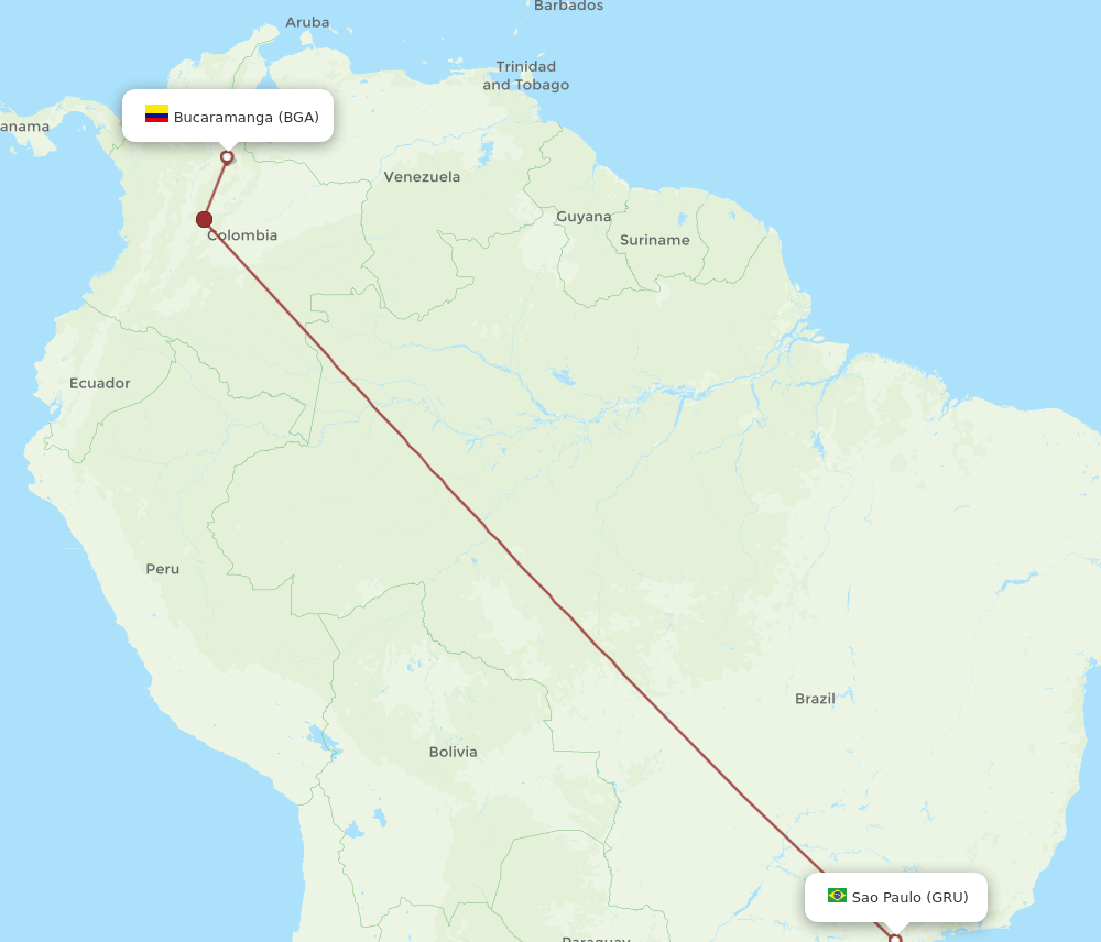 BGA to GRU flights and routes map