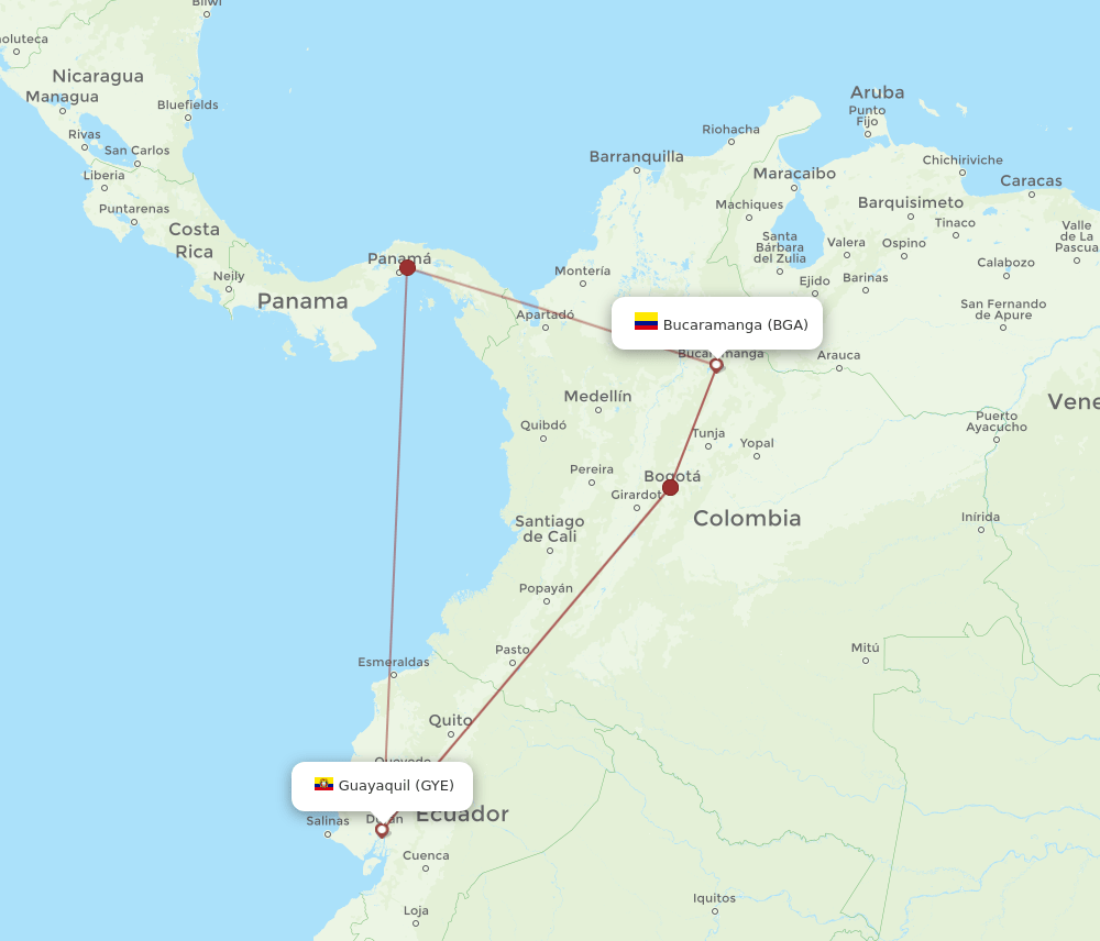 BGA-GYE flight routes
