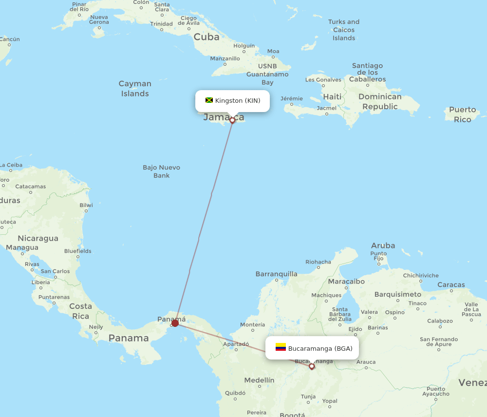 BGA-KIN flight routes