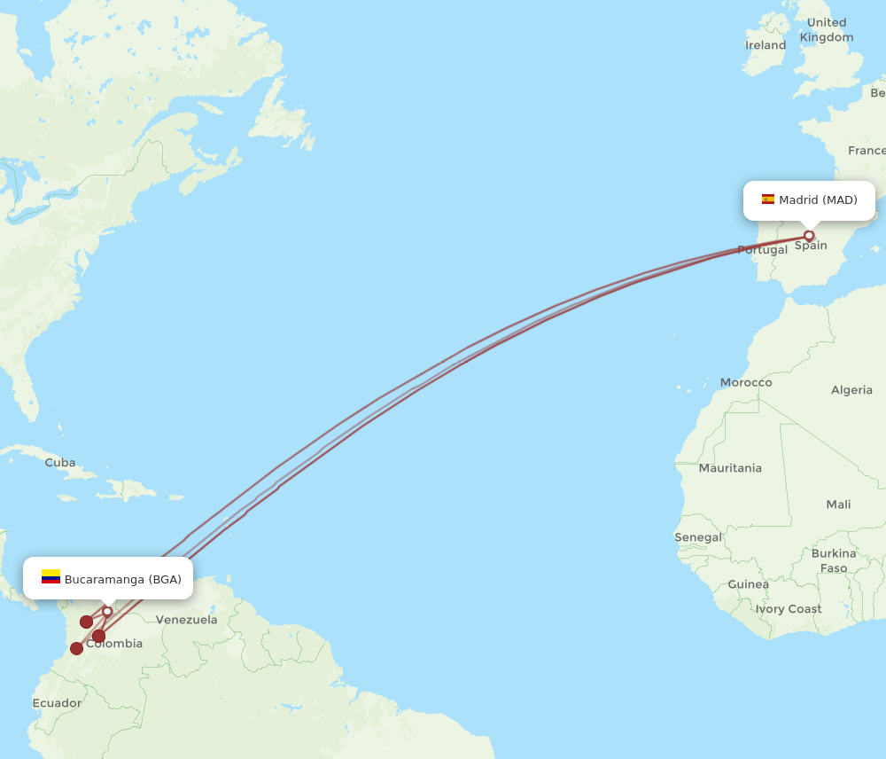 BGA-MAD flight routes