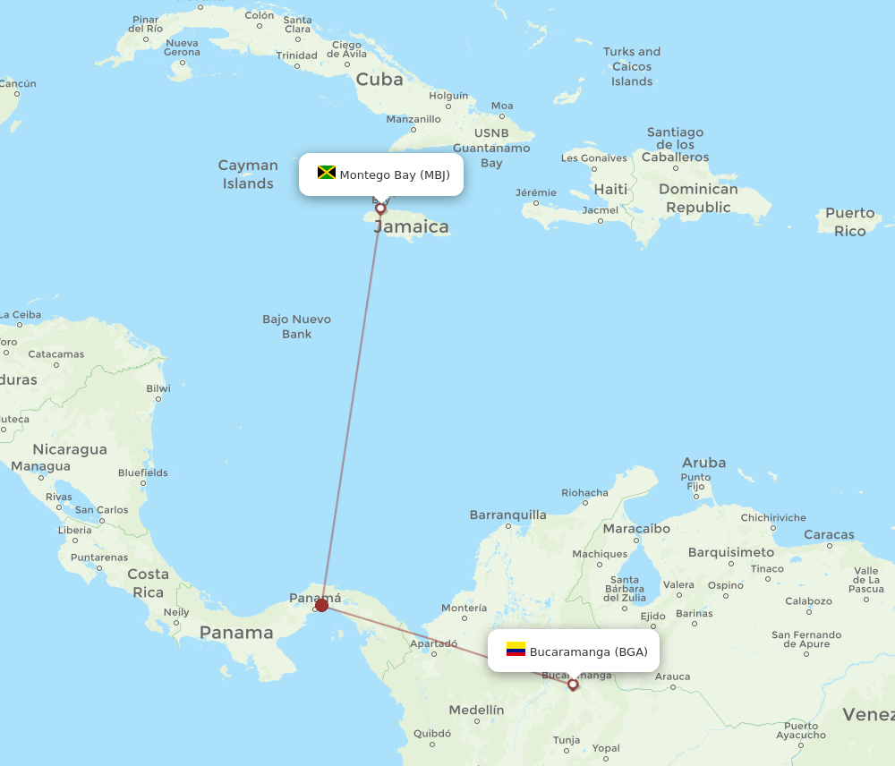 BGA-MBJ flight routes
