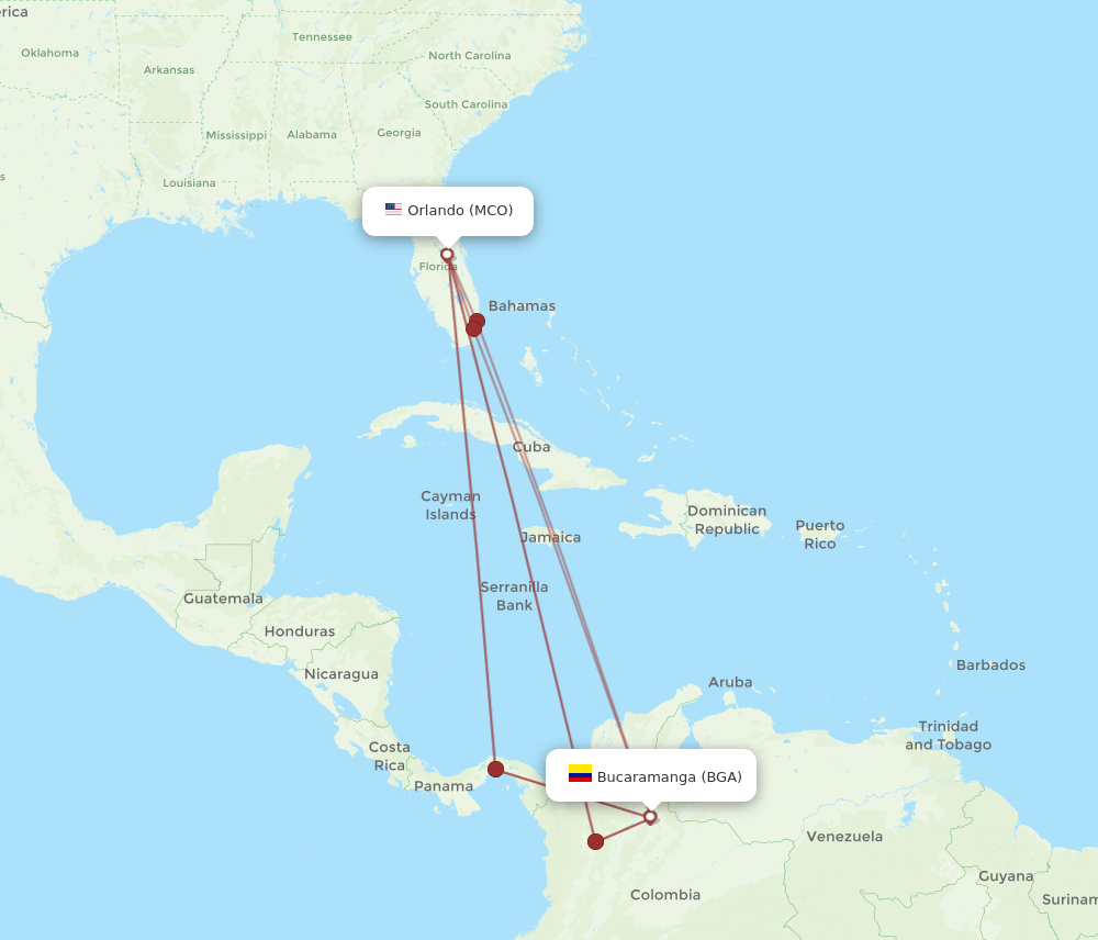 BGA-MCO flight routes