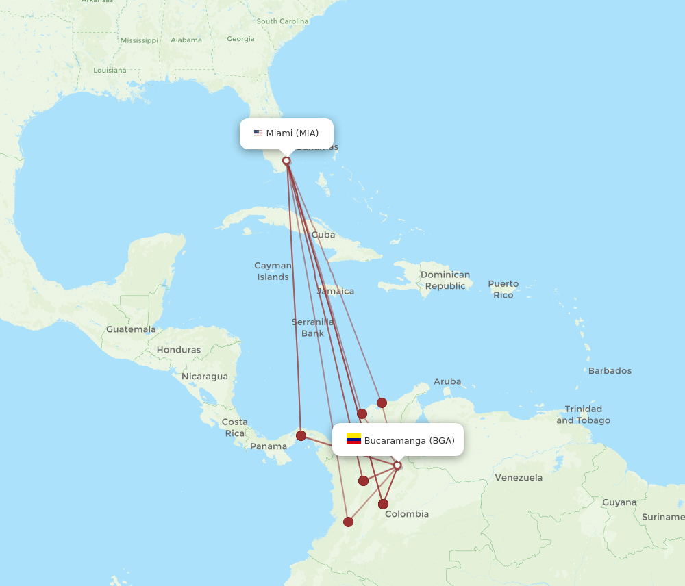 BGA-MIA flight routes
