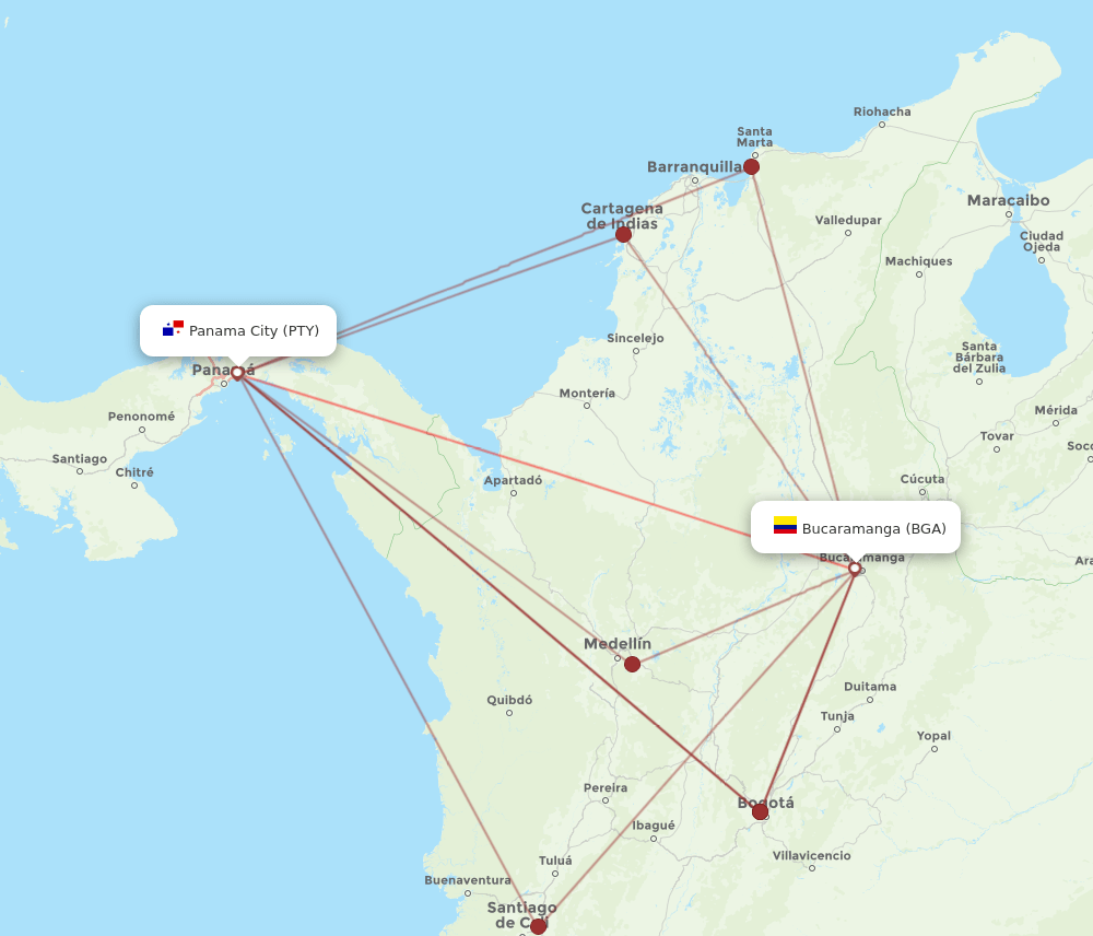 BGA-PTY flight routes