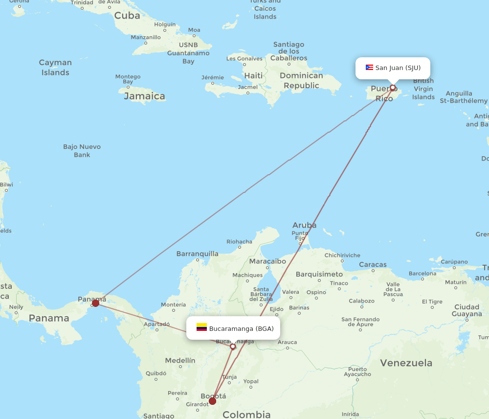BGA-SJU flight routes