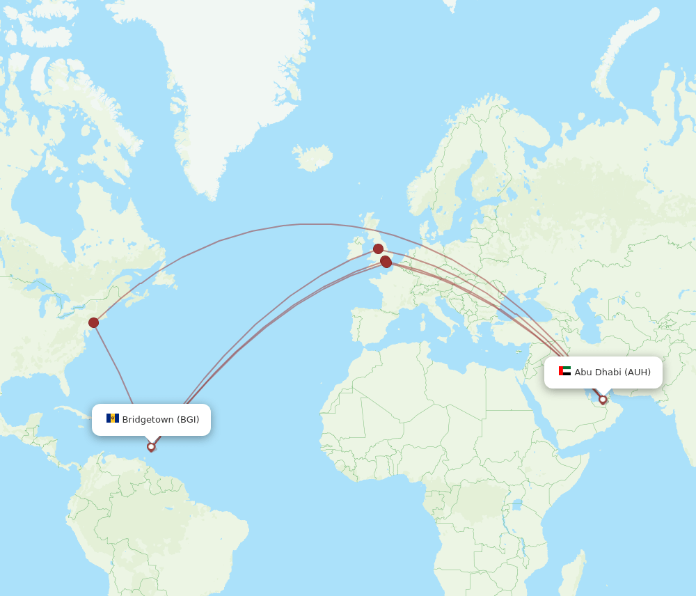 BGI-AUH flight routes