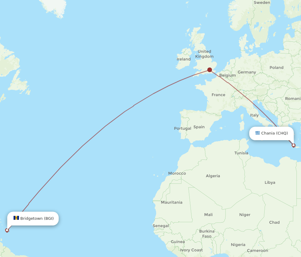 BGI-CHQ flight routes