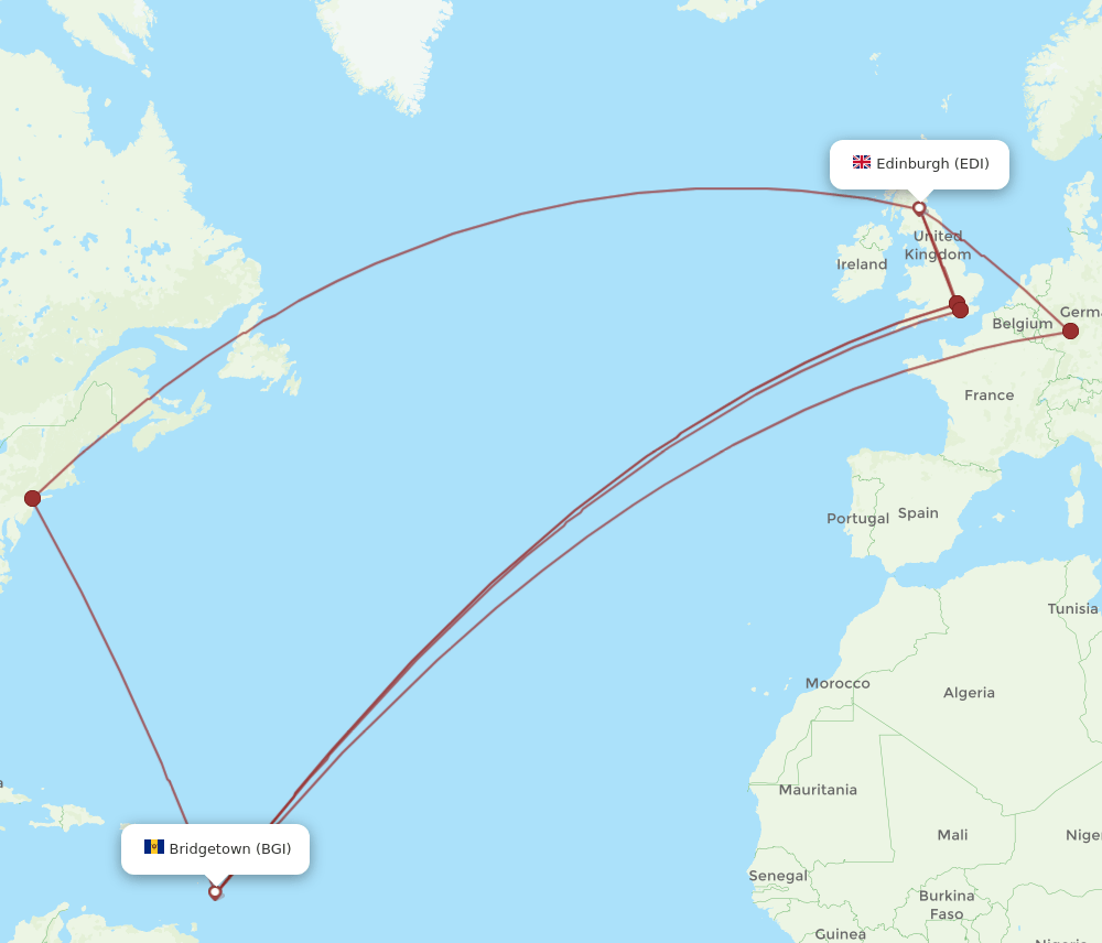 BGI-EDI flight routes