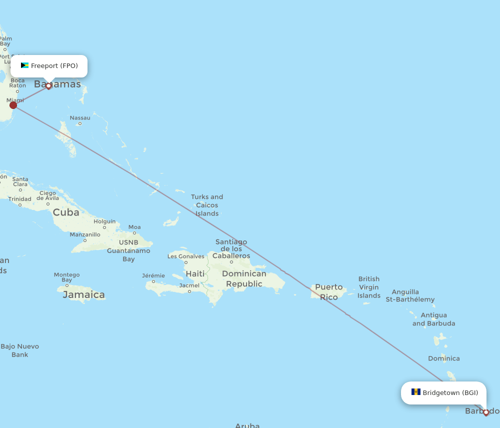 BGI-FPO flight routes