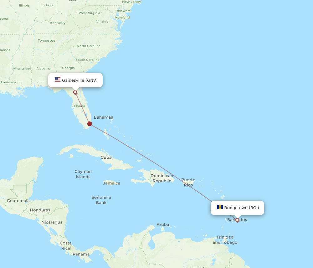 BGI-GNV flight routes