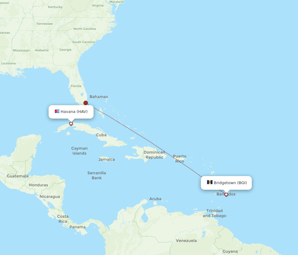 BGI-HAV flight routes