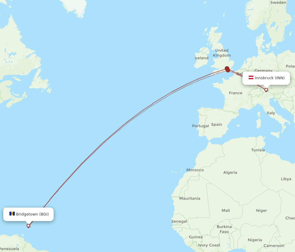 BGI to INN flights and routes map