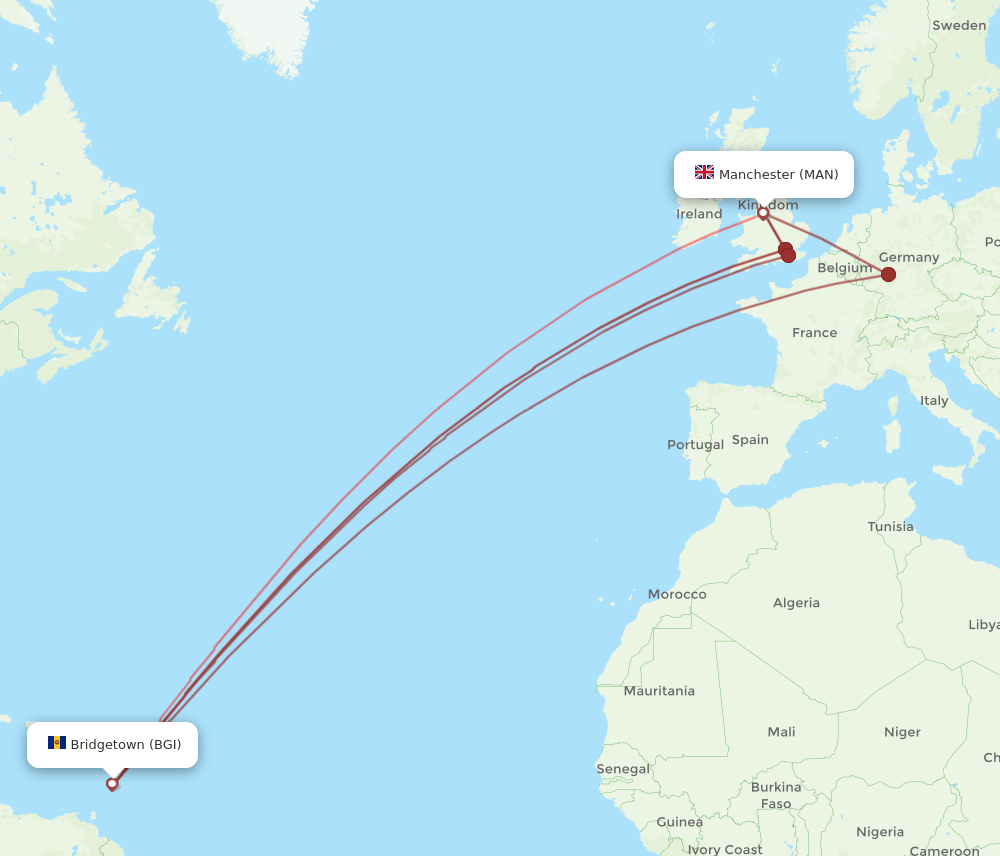 BGI-MAN flight routes