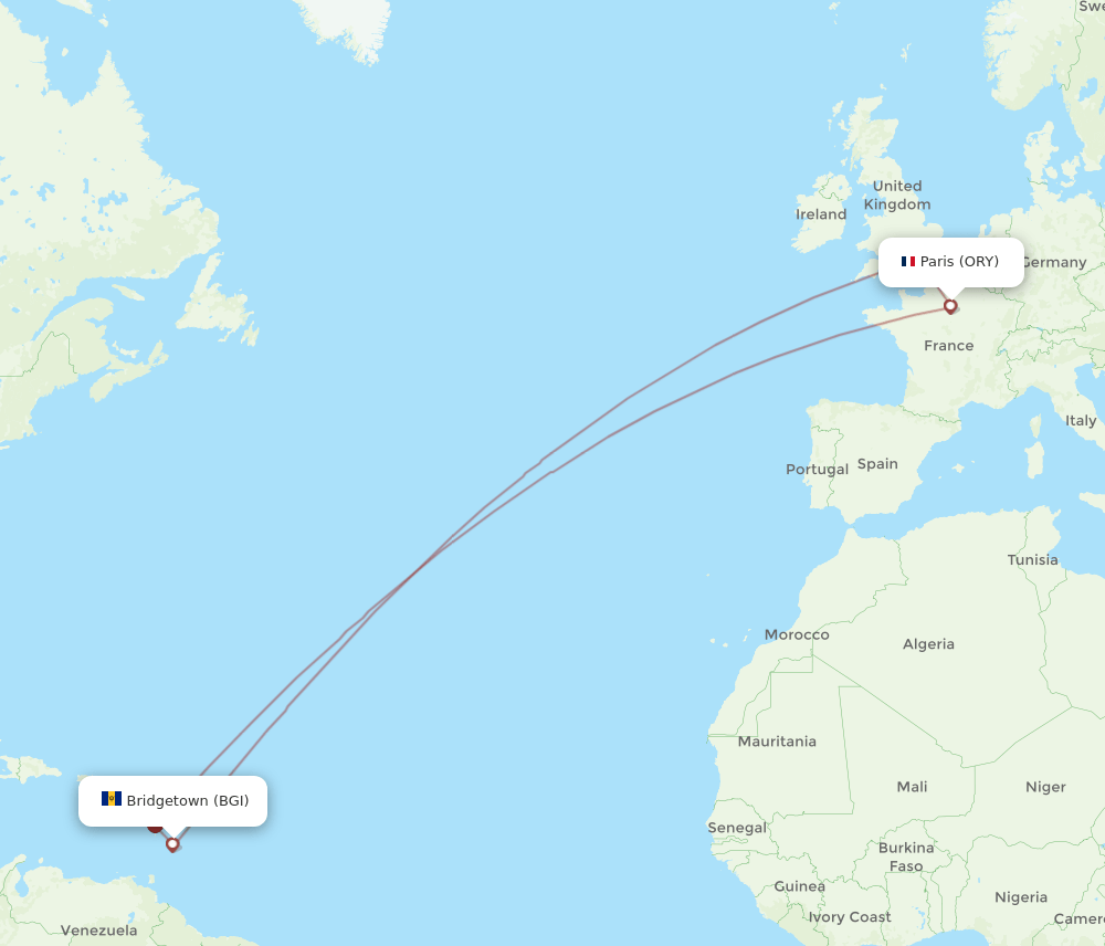 BGI-ORY flight routes