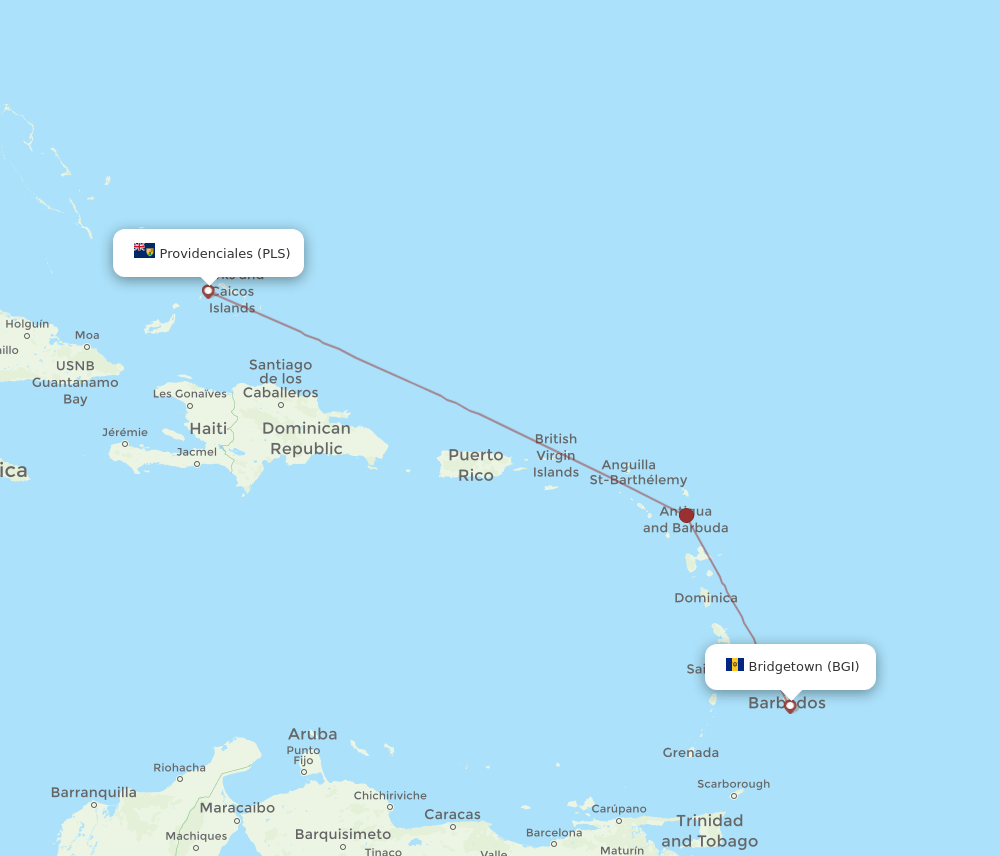 BGI-PLS flight routes
