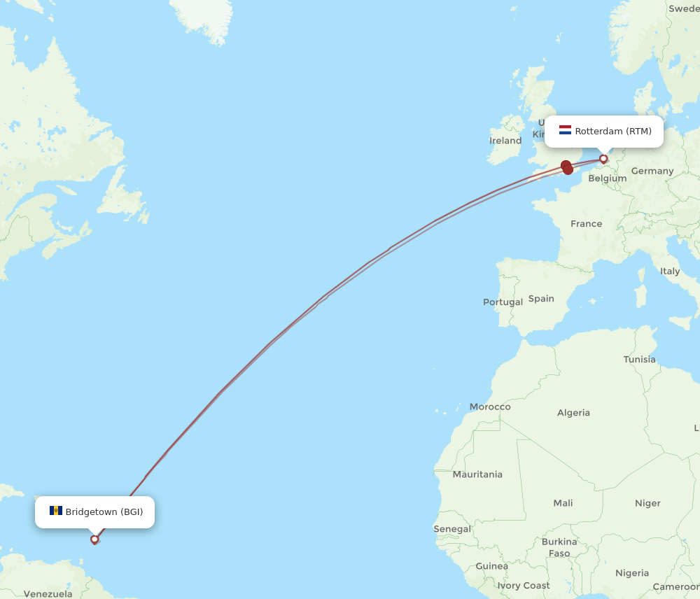 BGI-RTM flight routes