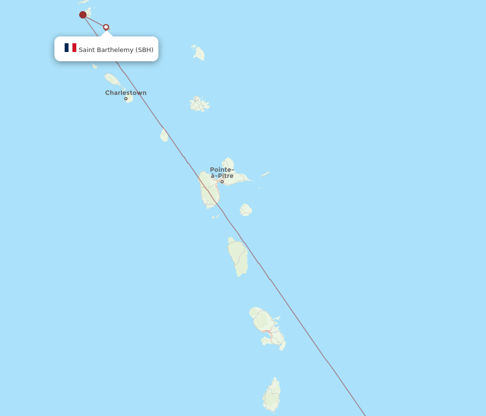 BGI-SBH flight routes