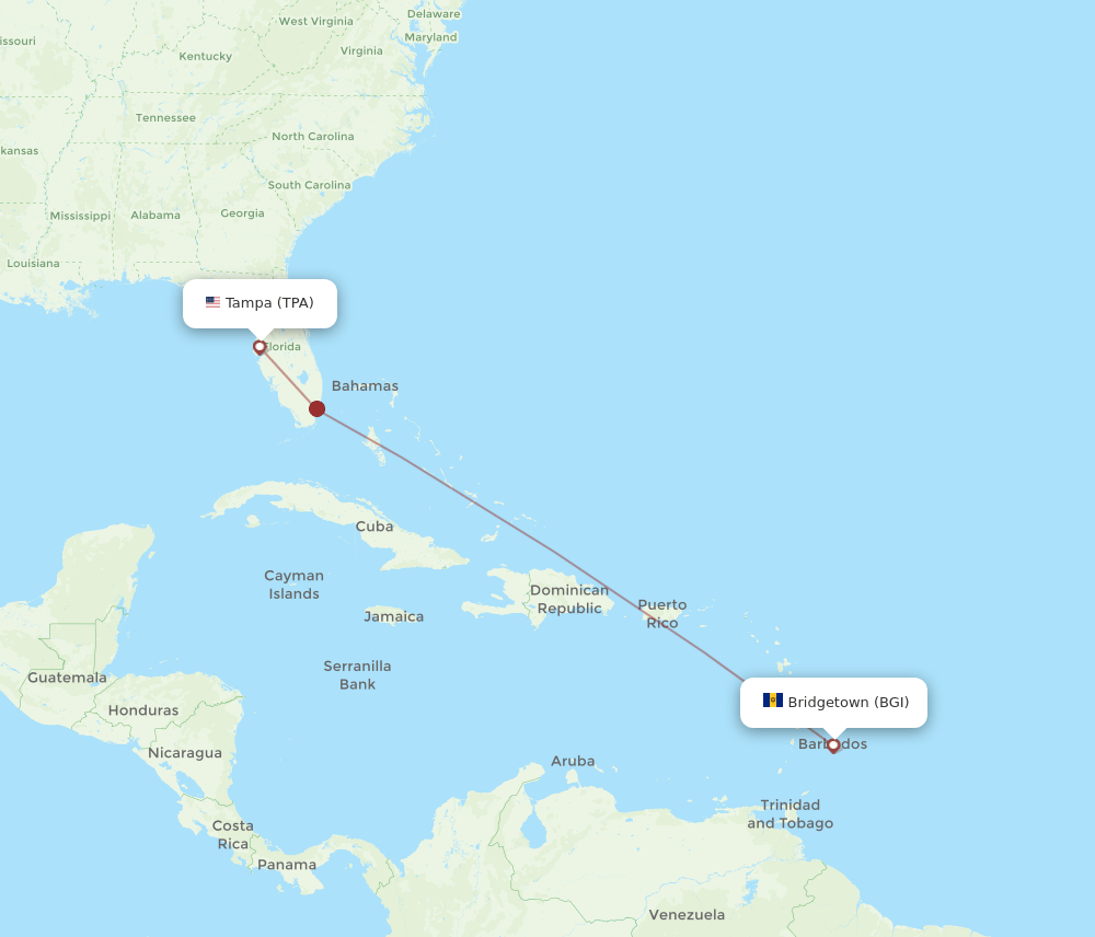 BGI-TPA flight routes