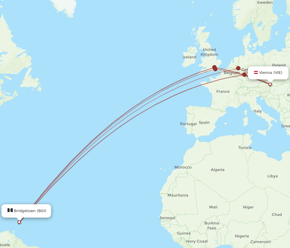 BGI-VIE flight routes
