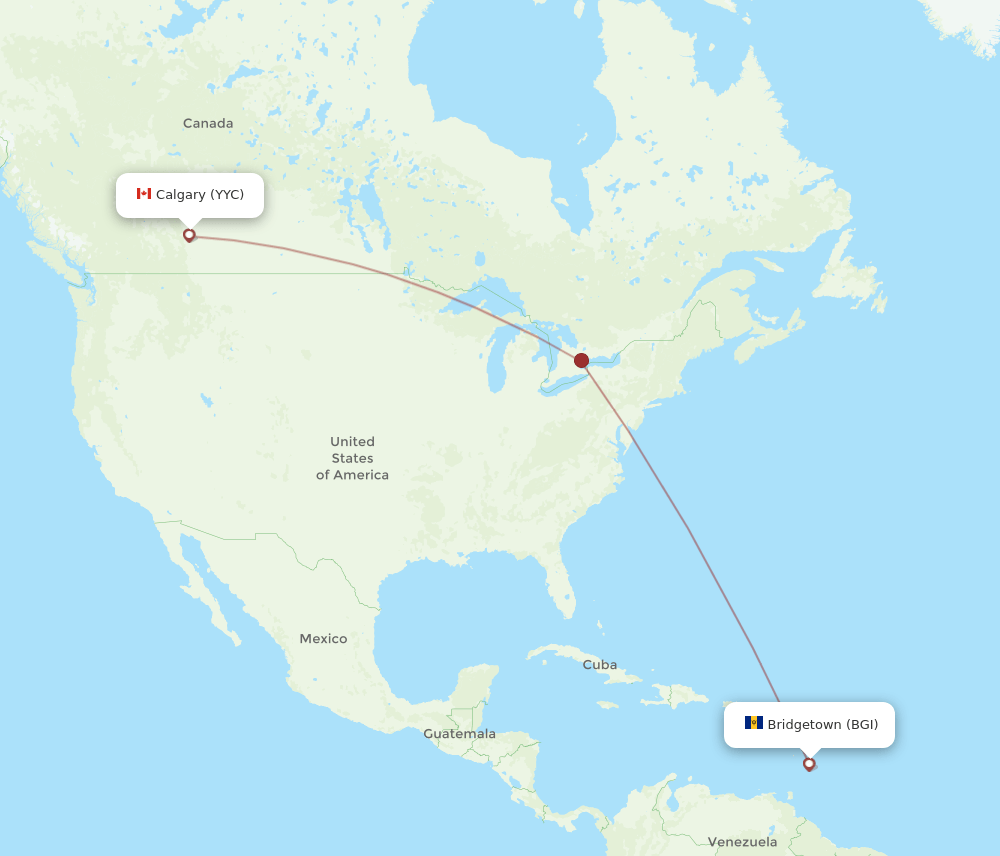 BGI-YYC flight routes