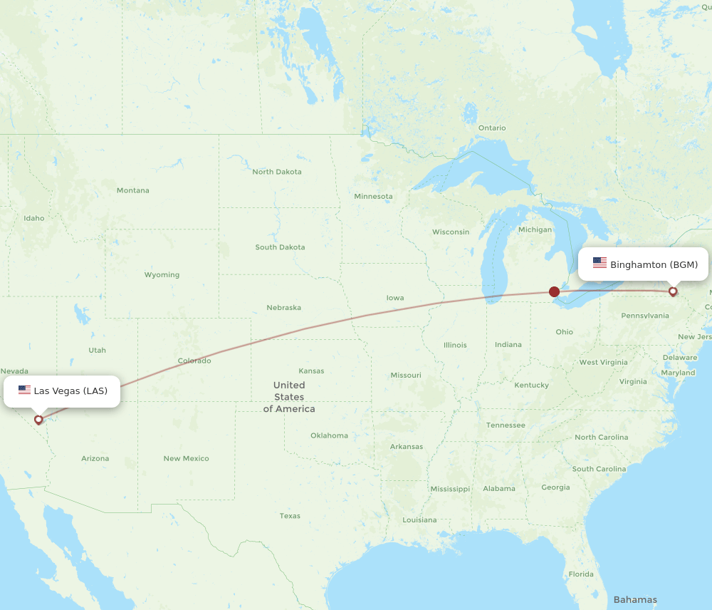 BGM to LAS flights and routes map