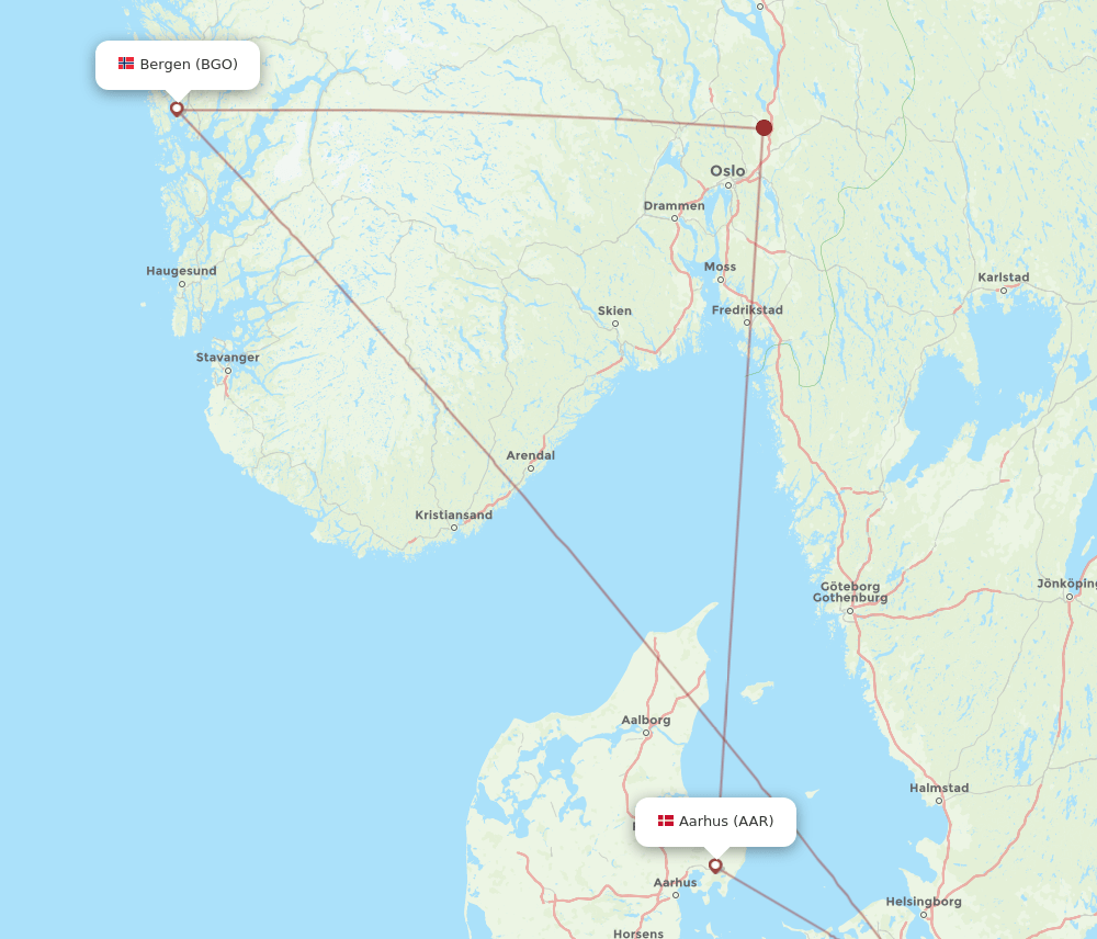 BGO-AAR flight routes