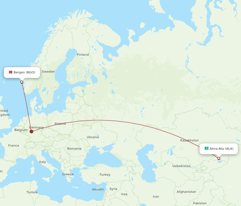 BGO-ALA flight routes