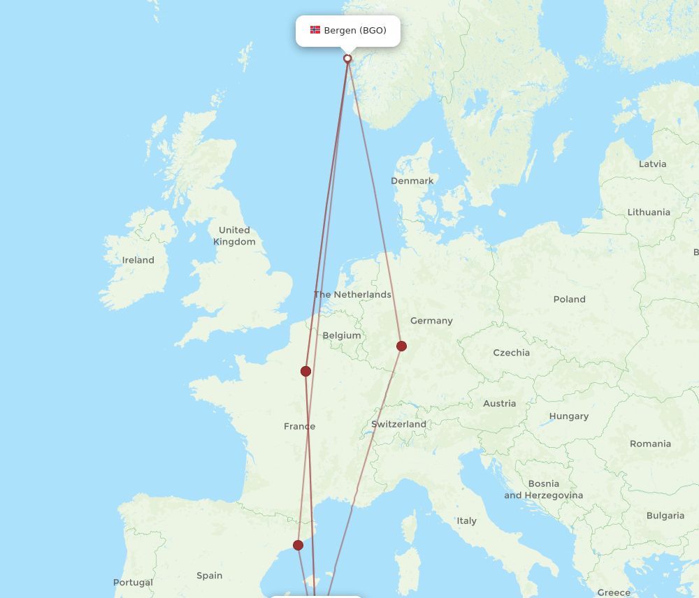 BGO-ALG flight routes