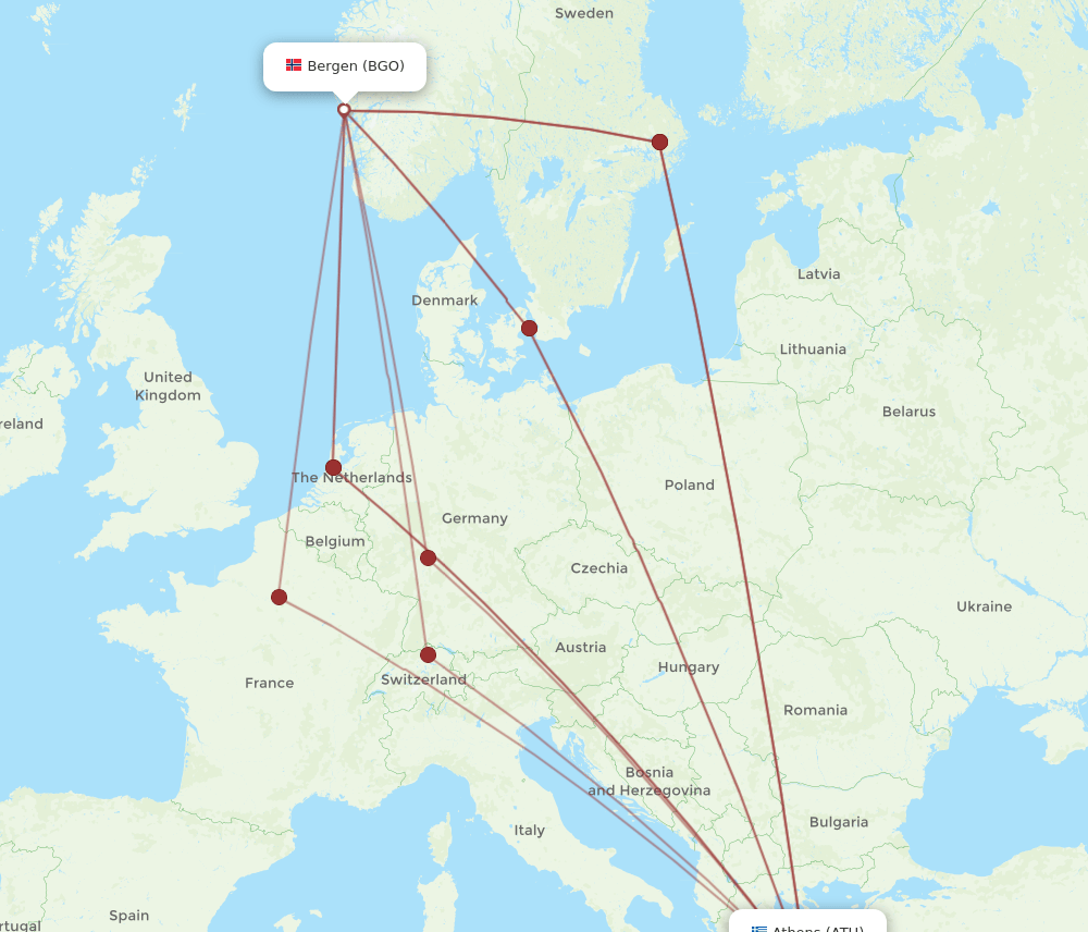 BGO-ATH flight routes