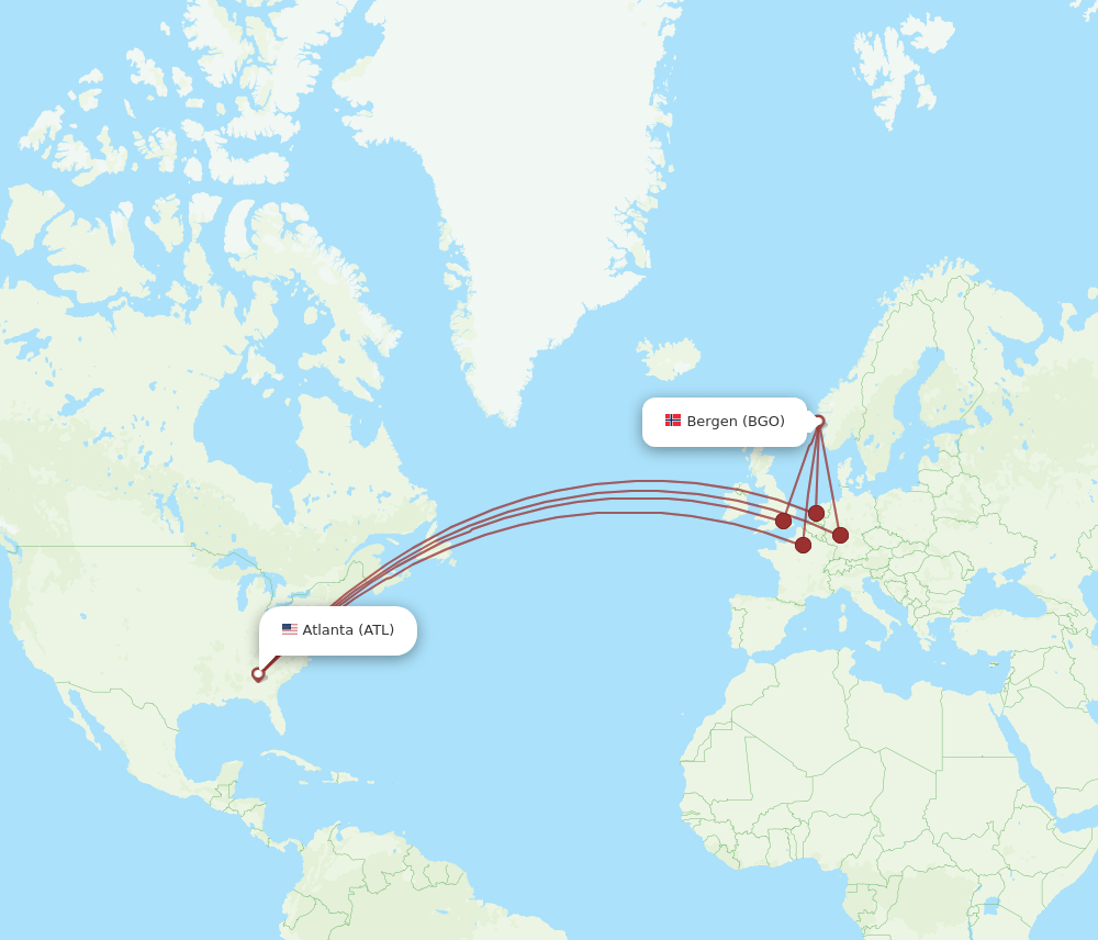 BGO-ATL flight routes