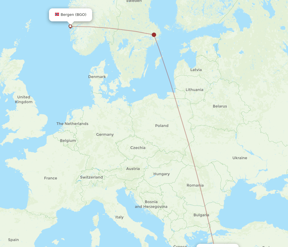 BGO to BJV flights and routes map
