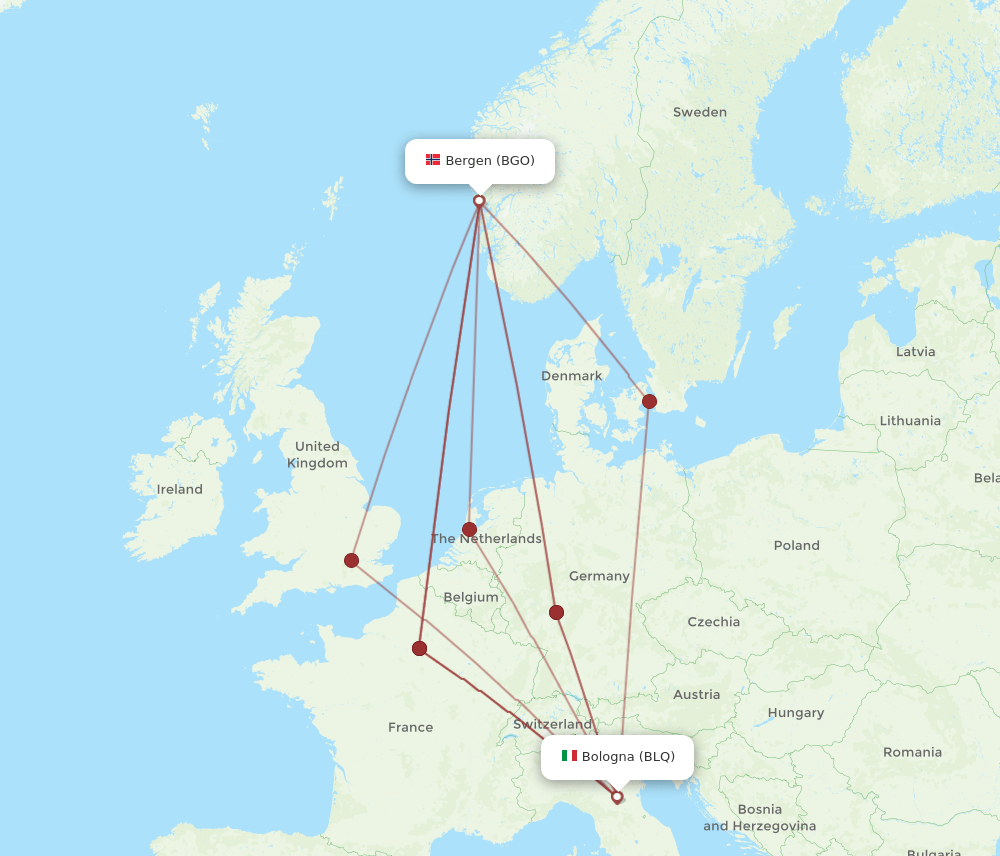BGO-BLQ flight routes