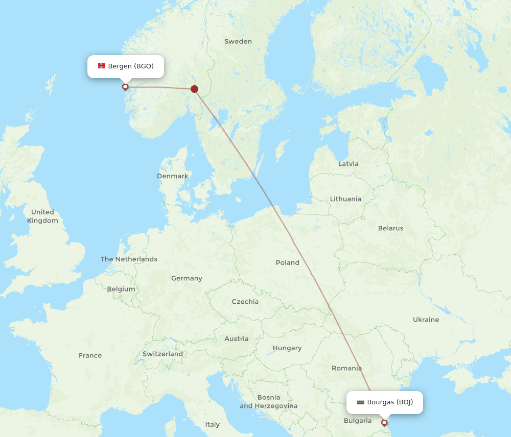 BGO-BOJ flight routes