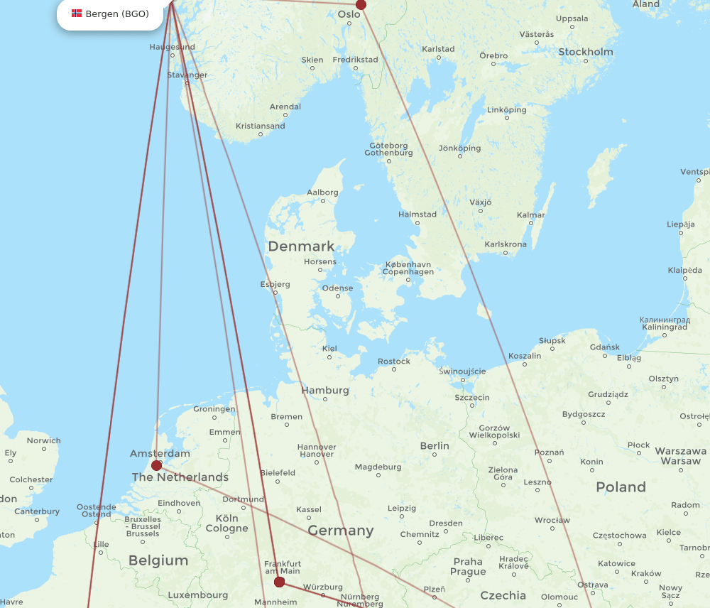 BGO-BUD flight routes