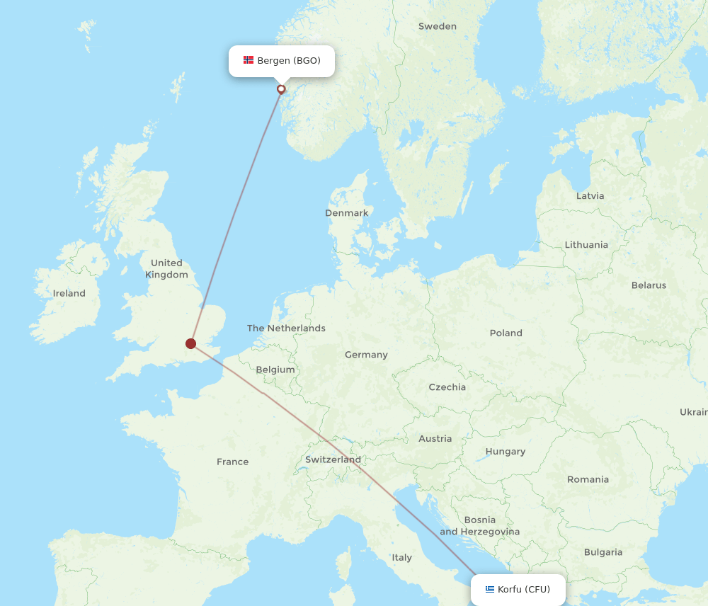 BGO-CFU flight routes