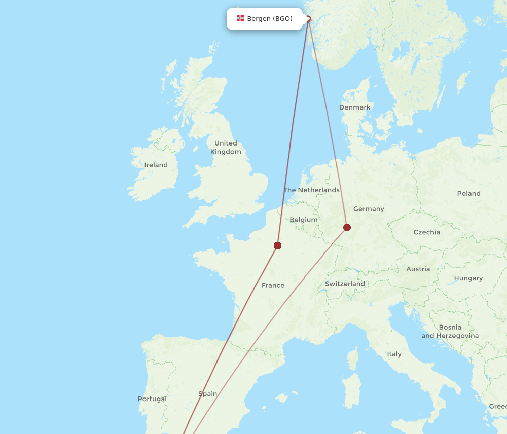BGO-CMN flight routes