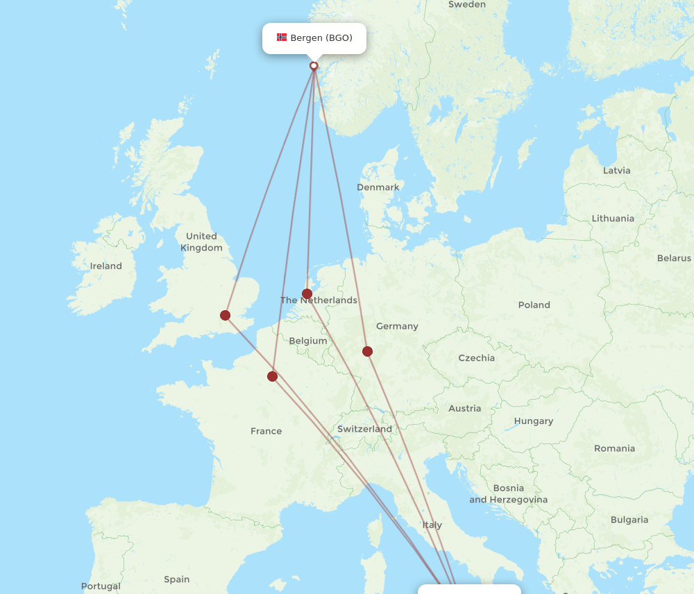 BGO-CTA flight routes