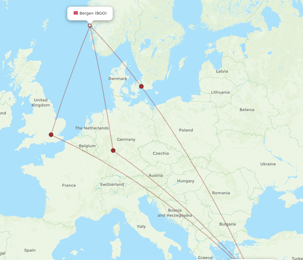 BGO to DLM flights and routes map
