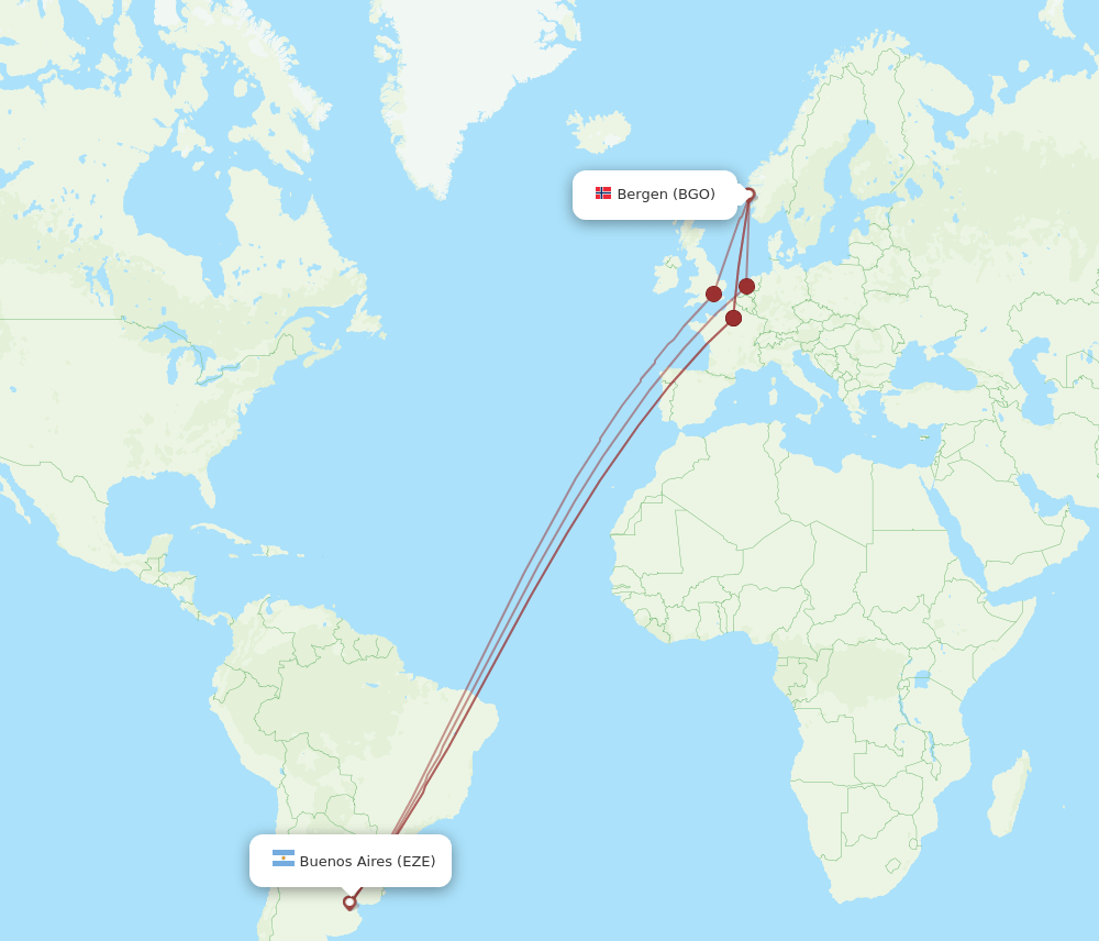 BGO-EZE flight routes