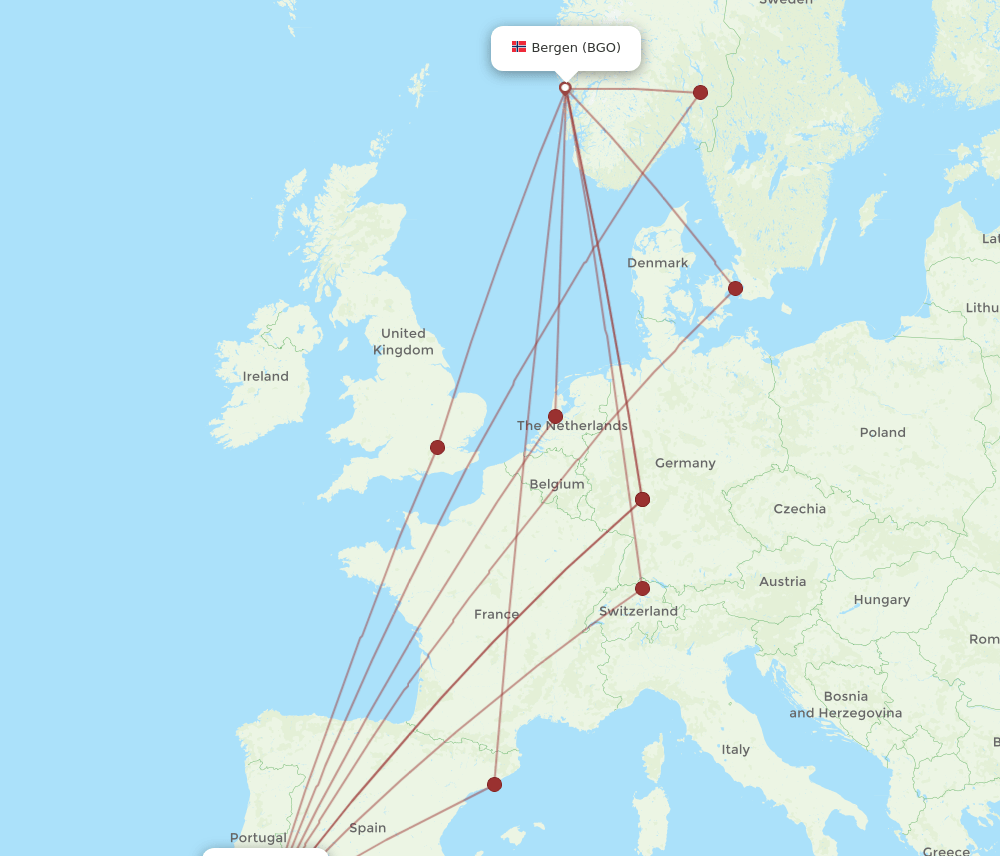 BGO to FAO flights and routes map