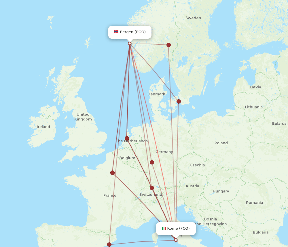 BGO-FCO flight routes