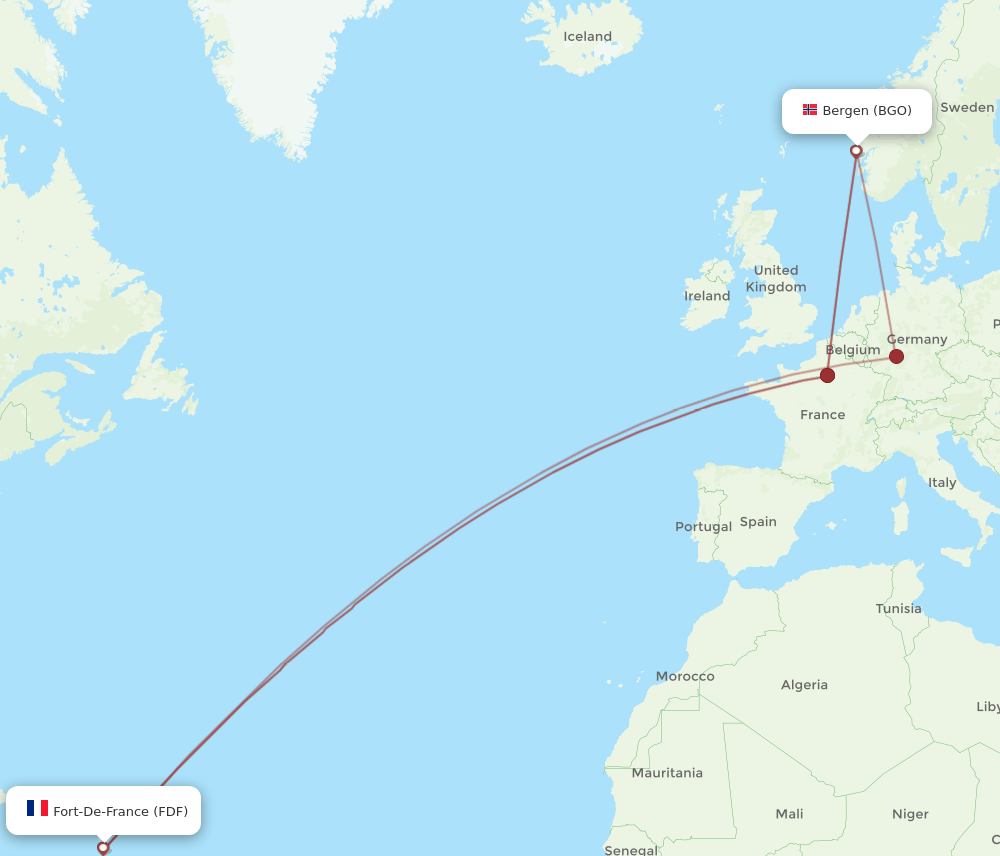 BGO-FDF flight routes